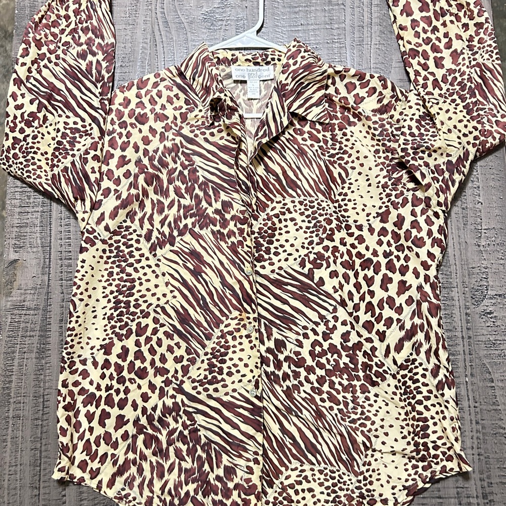 Wild Patterned Casual Button Down Shirt - image 1